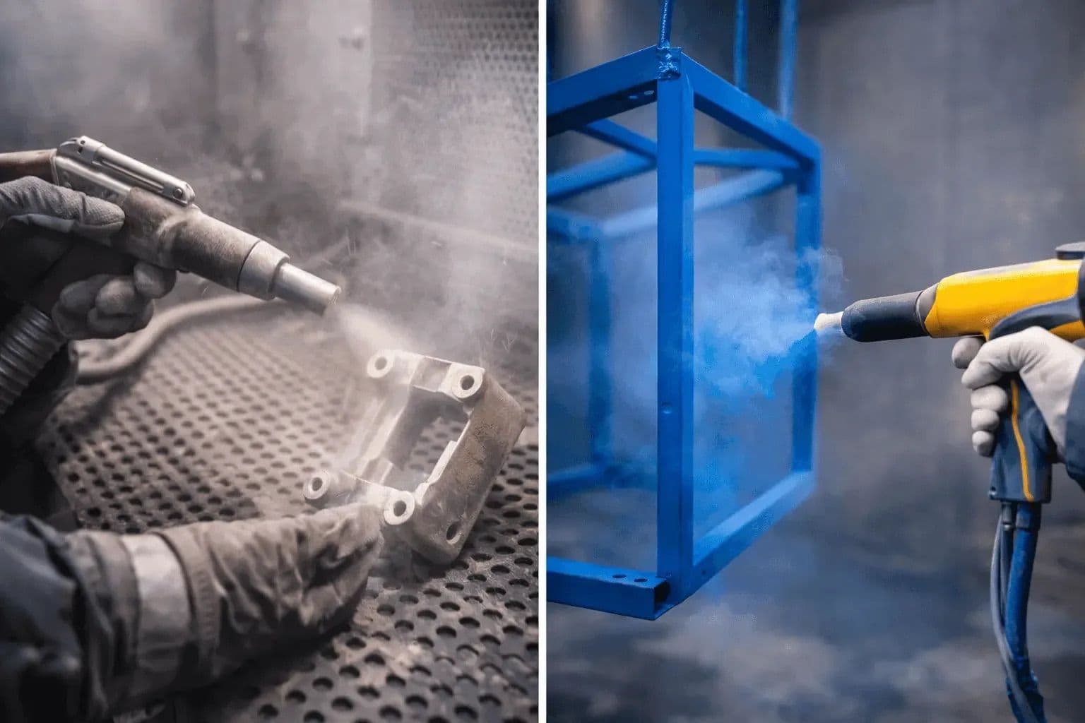 Sandblasting and powder coating